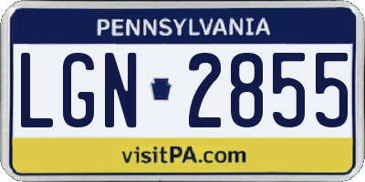 PA license plate LGN2855