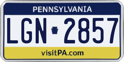 PA license plate LGN2857