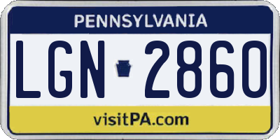 PA license plate LGN2860