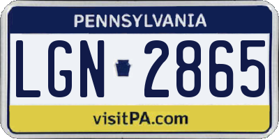 PA license plate LGN2865