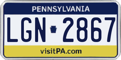 PA license plate LGN2867