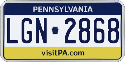 PA license plate LGN2868