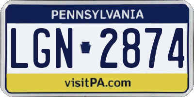 PA license plate LGN2874