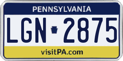 PA license plate LGN2875