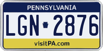 PA license plate LGN2876