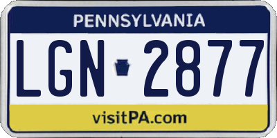 PA license plate LGN2877
