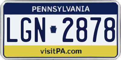 PA license plate LGN2878
