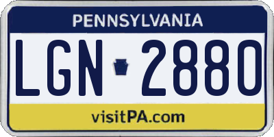 PA license plate LGN2880