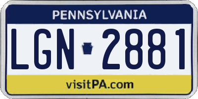 PA license plate LGN2881