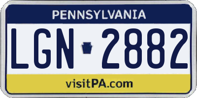 PA license plate LGN2882