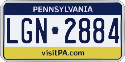 PA license plate LGN2884