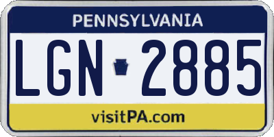 PA license plate LGN2885