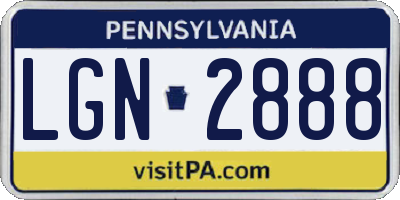 PA license plate LGN2888