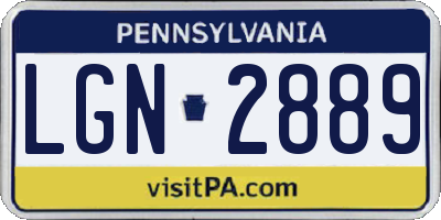 PA license plate LGN2889