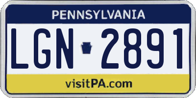 PA license plate LGN2891