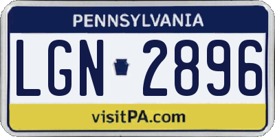 PA license plate LGN2896