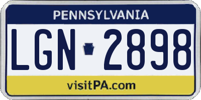 PA license plate LGN2898