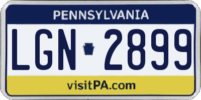 PA license plate LGN2899
