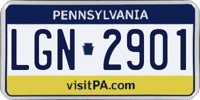 PA license plate LGN2901