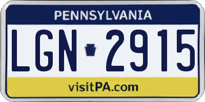 PA license plate LGN2915