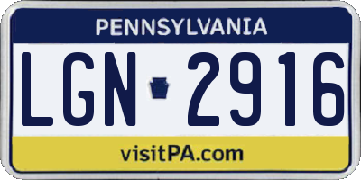 PA license plate LGN2916
