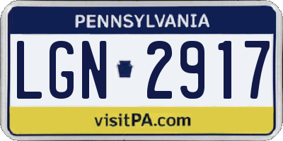PA license plate LGN2917