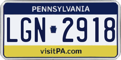 PA license plate LGN2918