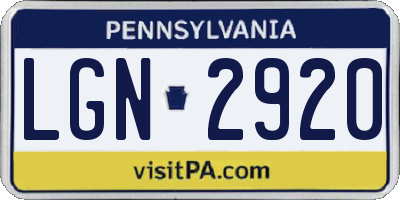 PA license plate LGN2920