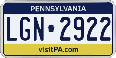 PA license plate LGN2922