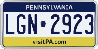 PA license plate LGN2923