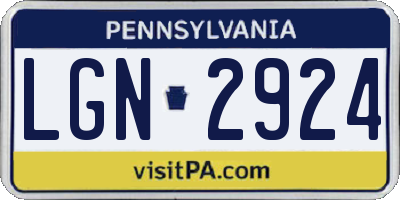 PA license plate LGN2924
