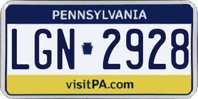 PA license plate LGN2928