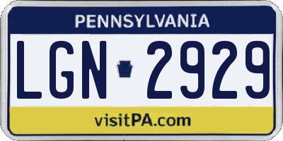 PA license plate LGN2929
