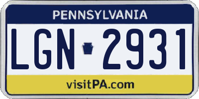 PA license plate LGN2931
