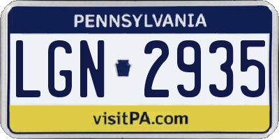 PA license plate LGN2935