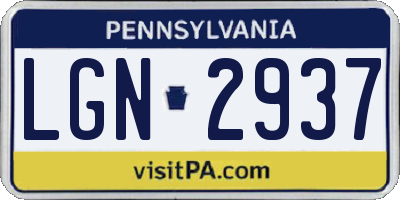 PA license plate LGN2937