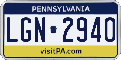 PA license plate LGN2940