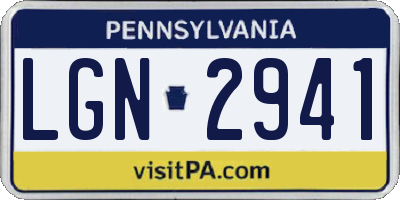 PA license plate LGN2941