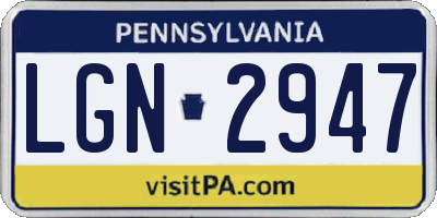 PA license plate LGN2947