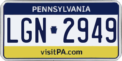 PA license plate LGN2949