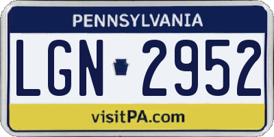 PA license plate LGN2952