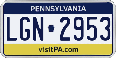 PA license plate LGN2953