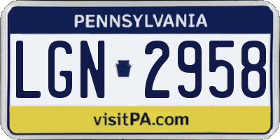 PA license plate LGN2958