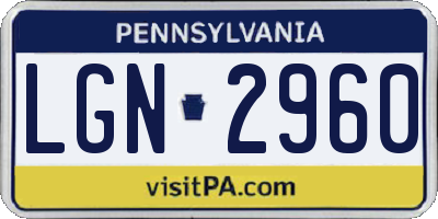 PA license plate LGN2960