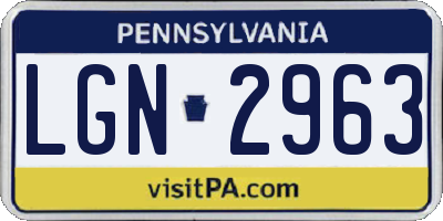 PA license plate LGN2963