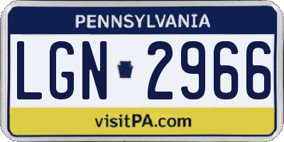 PA license plate LGN2966