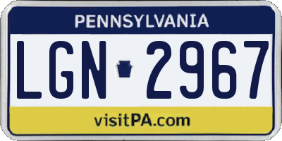 PA license plate LGN2967