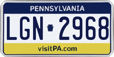 PA license plate LGN2968