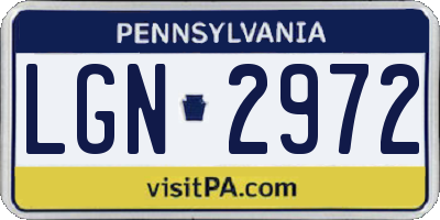 PA license plate LGN2972