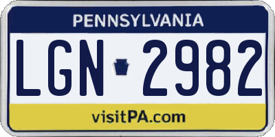 PA license plate LGN2982